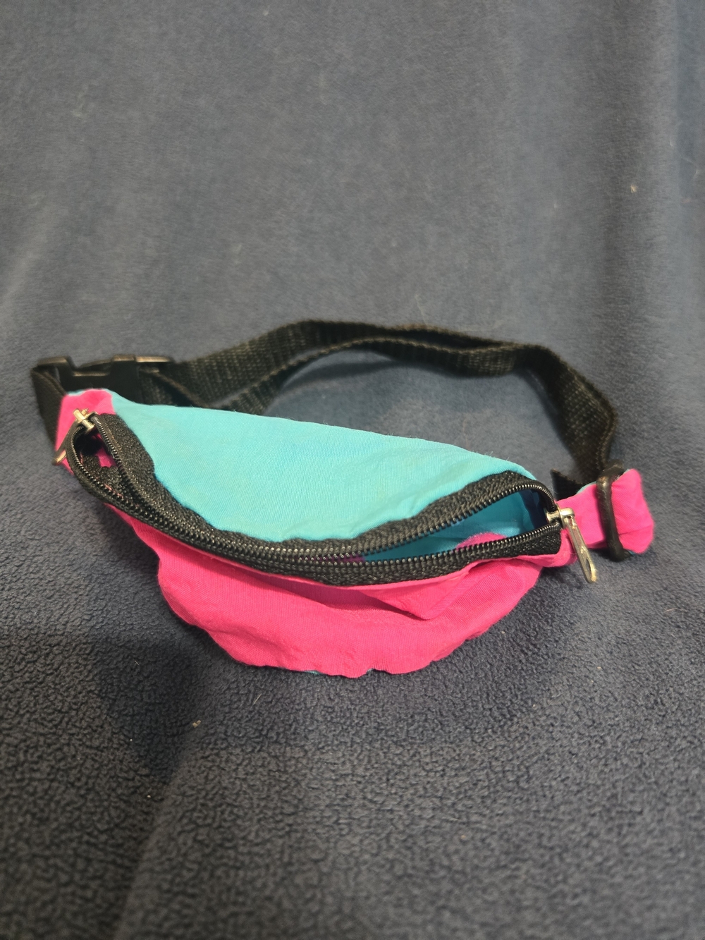 Vintage 1990s Neon Pink Teal Kids Fanny Pack Land N Sea